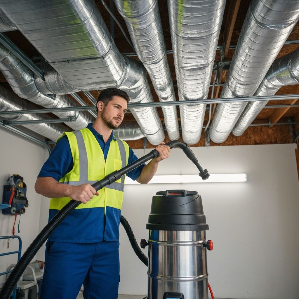 Professional duct cleaning technician servicing home in Wetaskiwin, Alberta